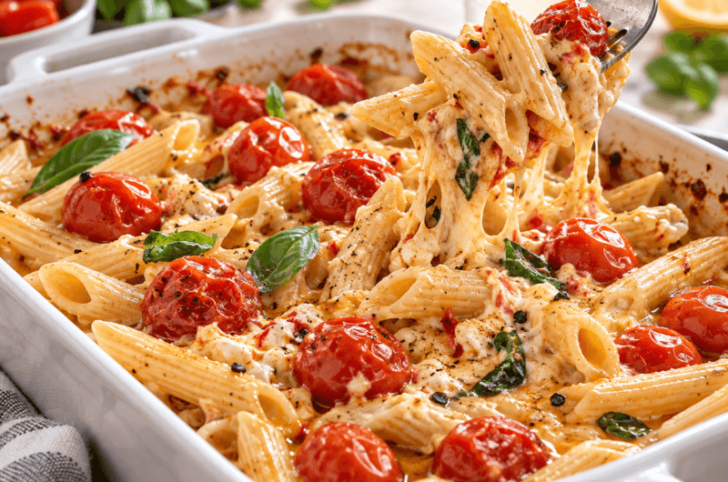 Air Fryer Baked Feta Pasta with Cherry Tomatoes