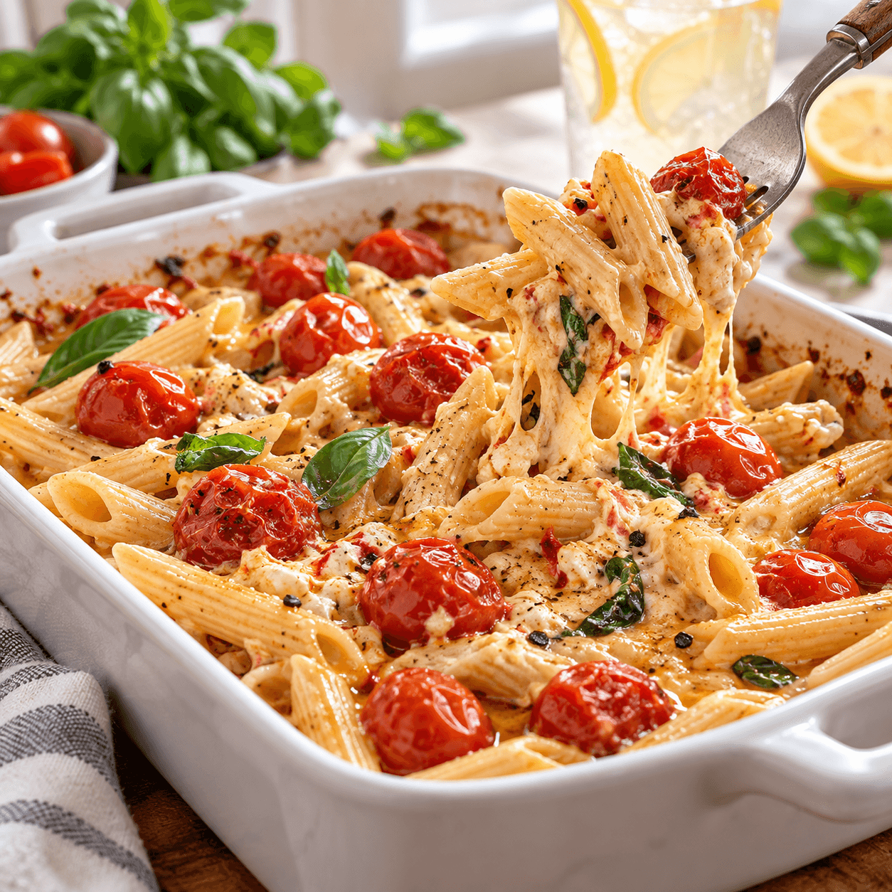 Air Fryer Baked Feta Pasta with Cherry Tomatoes