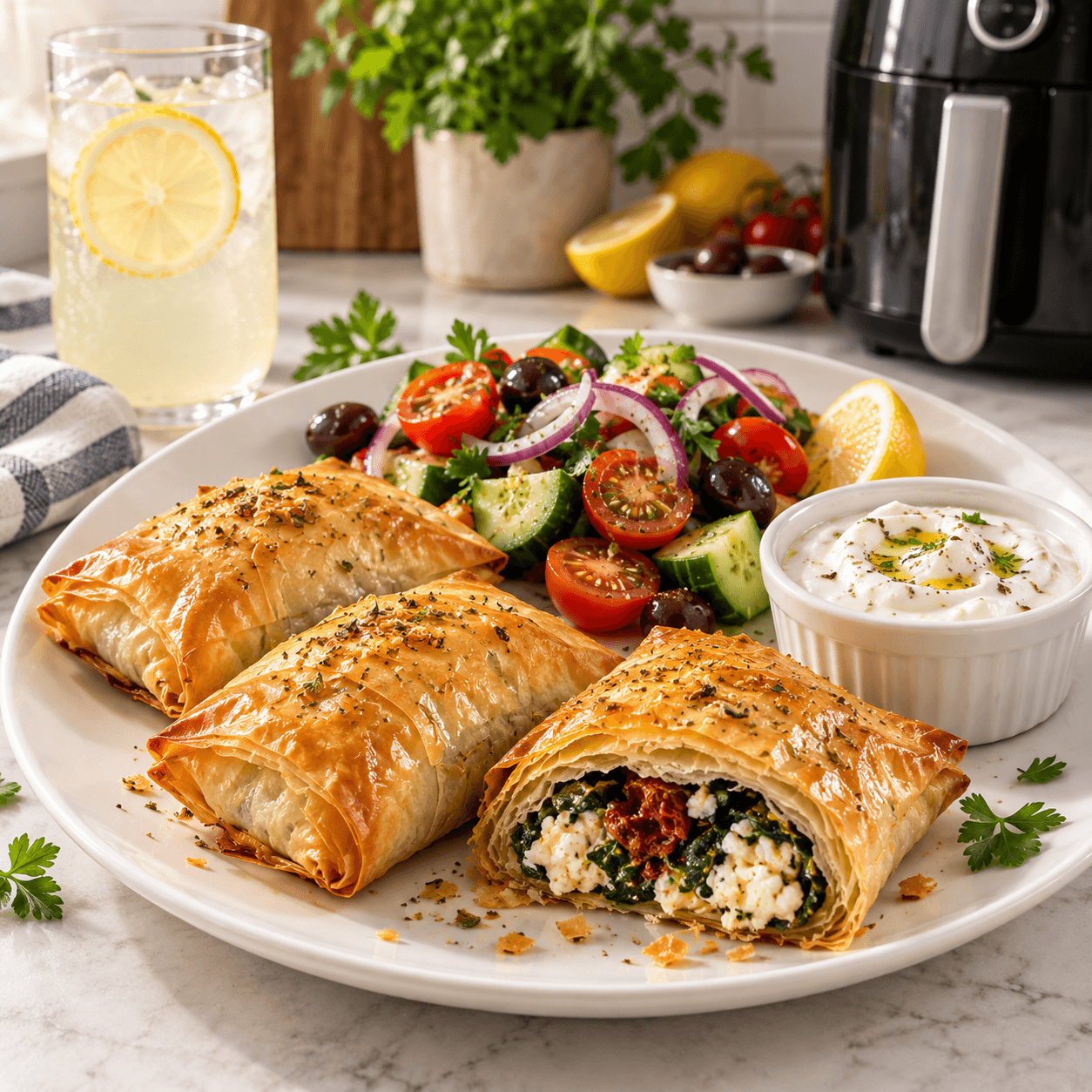 Air Fryer Crispy Mediterranean Feta Phyllo Parcels