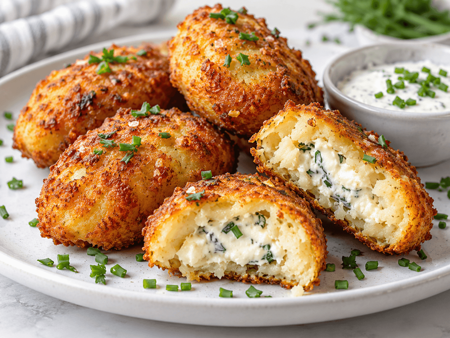 Air Fryer Crispy Potato Pockets with Cream Cheese Filling