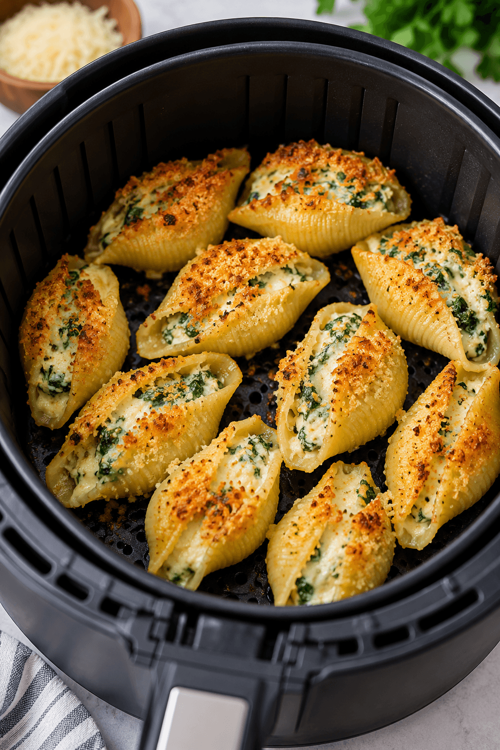 Air Fryer Stuffed Pasta Shells with Ricotta and Spinach